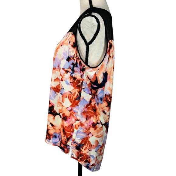 Simply Vera Vera Wang Large Top Floral Sleeveless V-Neck Stretch Hi-Low Hemline - Picture 5 of 8